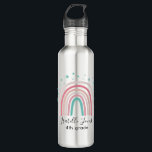 Girly pink aqua rainbow script personalised school 710 ml water bottle<br><div class="desc">Girly pink aqua rainbow script personalise with name and class (or a different message)</div>