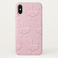 Girly PInk Baby Carriage Floral