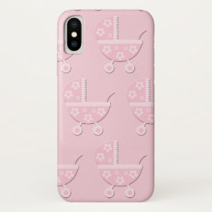 Girly PInk Baby Carriage Floral Case-Mate iPhone Case