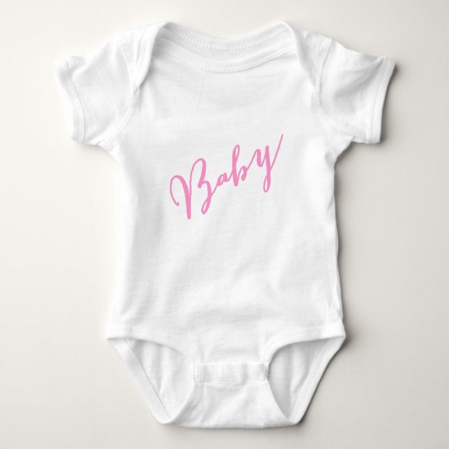 Girly Pink Baby Hand Lettered Script Bodysuit (Front)