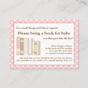 Girly Pink Baby Shower Book Insert Request Card