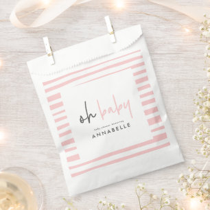 Girly pink baby shower typography modern favour ba bags