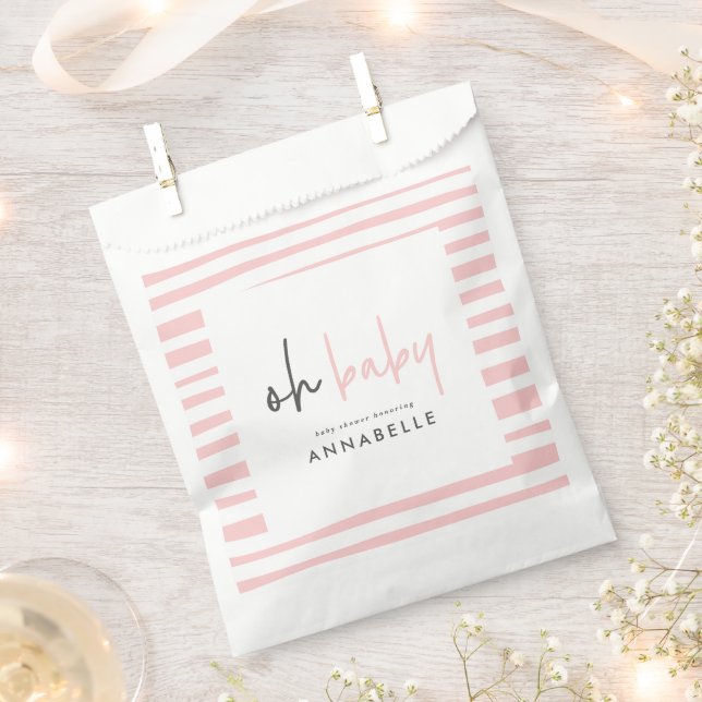 Girly pink baby shower typography modern favour ba bags (Clipped)