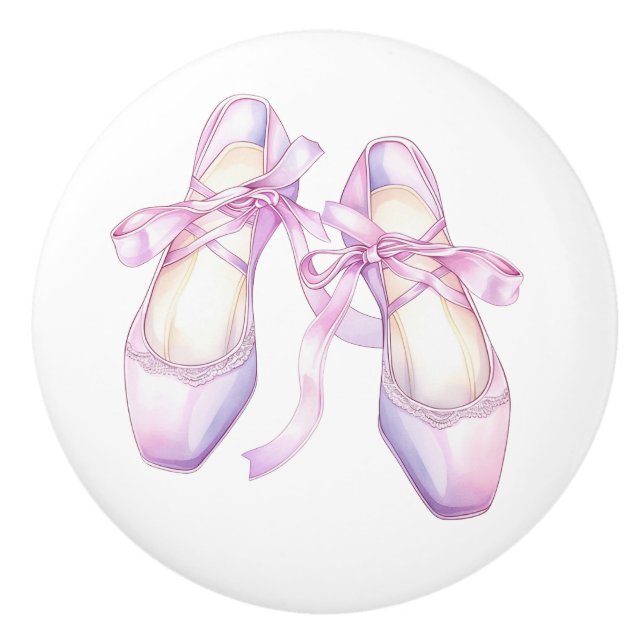 Girly Pink Ballet Shoes Ceramic Knob (Front)