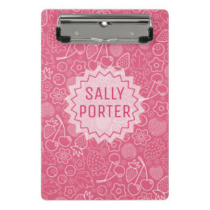 Girly Pink Berry Strawberry Cherry Modern. Mini Clipboard