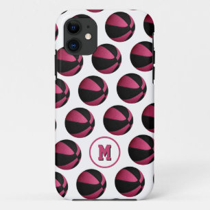 girly pink black basketballs pattern monogrammed Case-Mate iPhone case