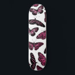 Girly Pink Black Butterflies Watercolor Pattern Skateboard<br><div class="desc">This artsy and modern design depicts black hand-drawn illustrated butterflies filled with hand-painted berry pink watercolor paint on top of a simple white background. It's cute, pretty, artistic, girly, and original. Stylise with this hand-painted and hand-drawn design done by the artist of La Femme, Rachel Matheney. ***IMPORTANT DESIGN NOTE: For...</div>
