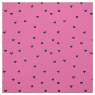 Girly Pink Black Hearts Fabric