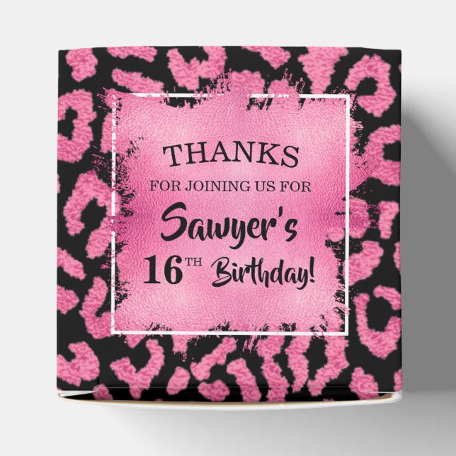 Girly Pink Black Leopard Spot Favour Box (Top)