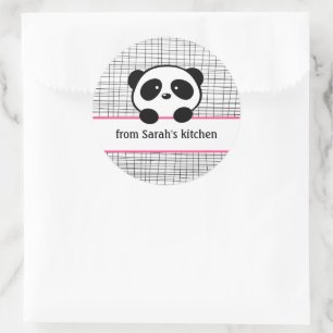Girly Pink Black Panda Baking Stickers