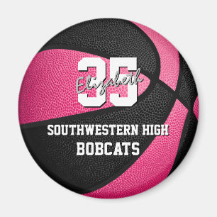 girly pink black personalised basketball  magnet