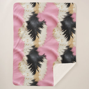 Girly Pink Black White Gold Cowhide Sherpa Blanket