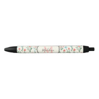 Girly Pink Blue Flowers Pattern Elegant Monogram