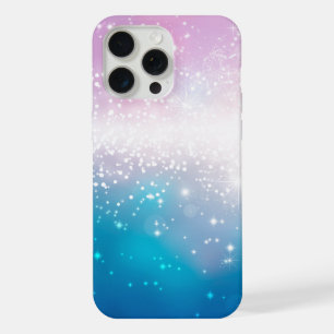 Girly Pink Blue Glitter Bokeh Lights iPhone 15 Pro Max Case