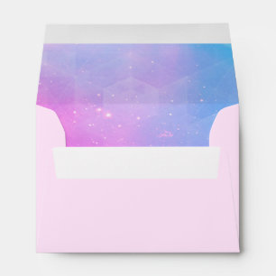 Girly Pink Blue Kids Outer Space Cute UFO Alien Envelope