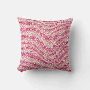 Girly Pink Blush Glitter Zebra Pattern             Cushion