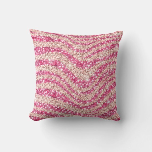 Girly Pink Blush Glitter Zebra Pattern             Cushion (Front)