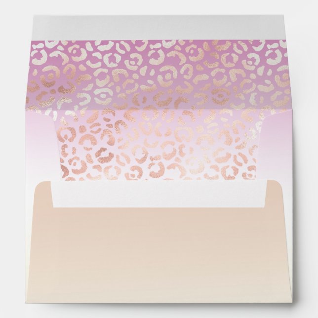 Girly Pink Blush Peach Glam Leopard Print Tie dye Envelope (Back (Bottom))