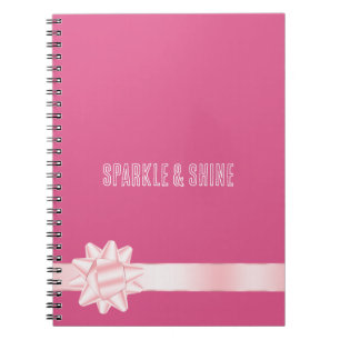 Girly Pink Blush Ribbon Bow Notebook
