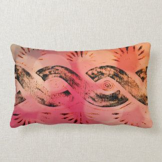 Girly Pink Bokeh Gold and Black Tribal Celtic Knot Lumbar Cushion