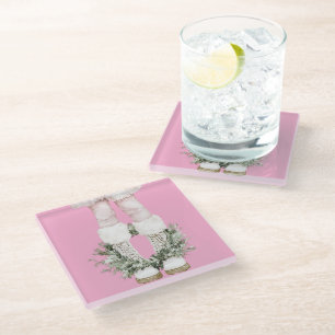 Girly Pink Boots Legs Glass Coaster