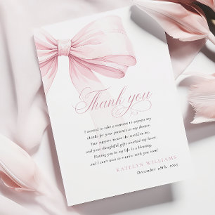 Girly Pink Bow Baby Shower Thank You Card
