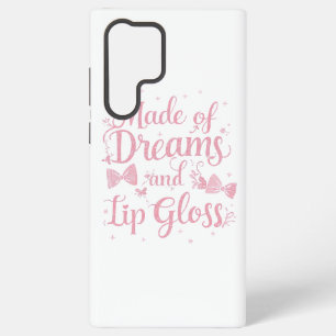 Girly Pink Bow "Dreams and Lip Gloss" Quote Samsung Galaxy Case