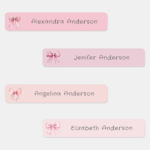 Girly Pink Bow Waterproof Name