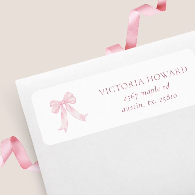 Girly Pink Bows Bridal Shower Return Address (Creator Uploaded)