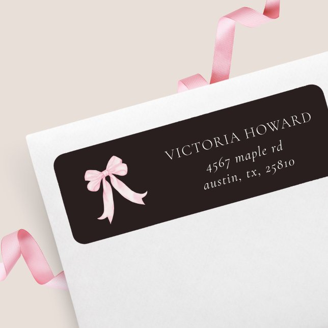 Girly Pink Bows Bridal Shower Return Address (Creator Uploaded)
