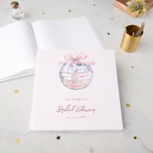 Girly Pink Bows Elegant Bridal Shower Guest Book