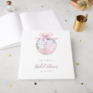 Girly Pink Bows Elegant Bridal Shower Guest Book
