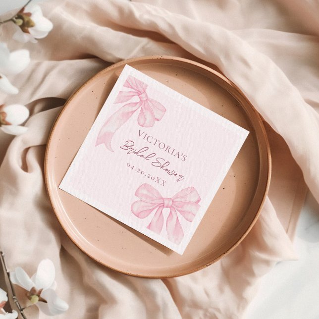 Girly Pink Bows Elegant Bridal Shower Napkin (Creator Uploaded)