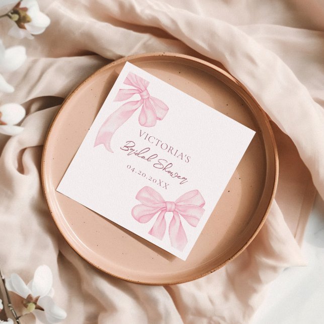 Girly Pink Bows Elegant Bridal Shower Napkin (Creator Uploaded)