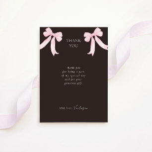 Girly Pink Bows Elegant Bridal Shower Thank You Card