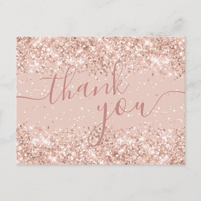 Girly Pink Bridal Shower Thank You Postcard (Front)