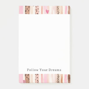 Girly Pink Brown Leopard Print Hearts Stripes Post-it Notes