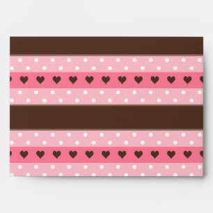 Girly Pink & Brown Stripes and Polka Dots Pattern Envelopes