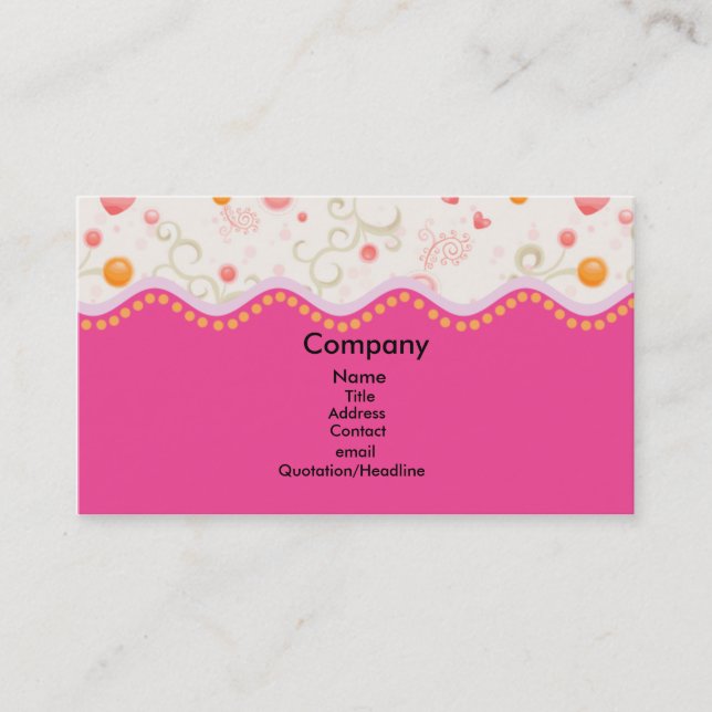 Girly Pink Business Card (Front)