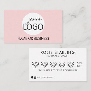 Girly Pink Business Logo Handmade Jewellery Business Card