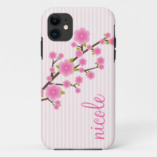 Girly Pink Cherry Blossom Personalised iPhone 11 Case