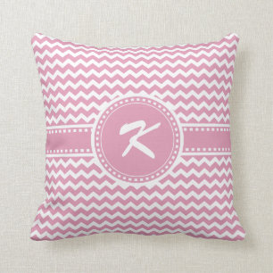 Girly Pink Chevron Chic Zigzag Stripes Cushion