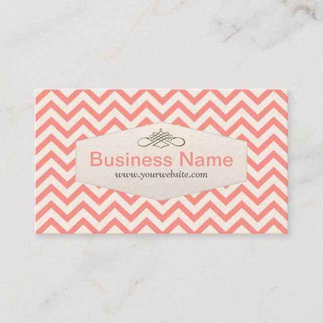 Girly Pink Chevron Nail Art Business Card (Front)