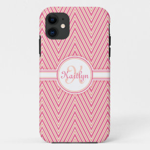 Girly Pink Chevron with Monogram Case-Mate iPhone Case