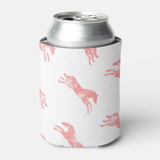 Girly Pink Classic Equestrian Horses Can Cooler (Can Front)