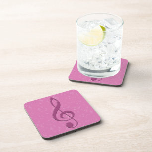 Girly Pink Clef and Musical Notes Coaster