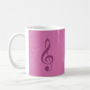 Girly Pink Clef and Musical Notes Coffee Mug