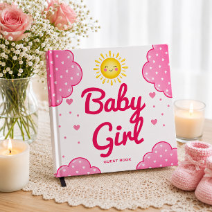 Girly Pink Clouds Baby Girl Shower Guest Book