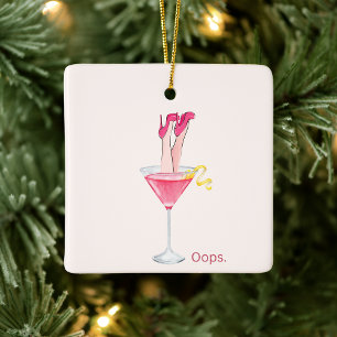 Girly Pink Cocktail Ceramic Ornament