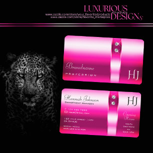 Girly Pink Colours Diamonds Initials Opening Hours Business Card